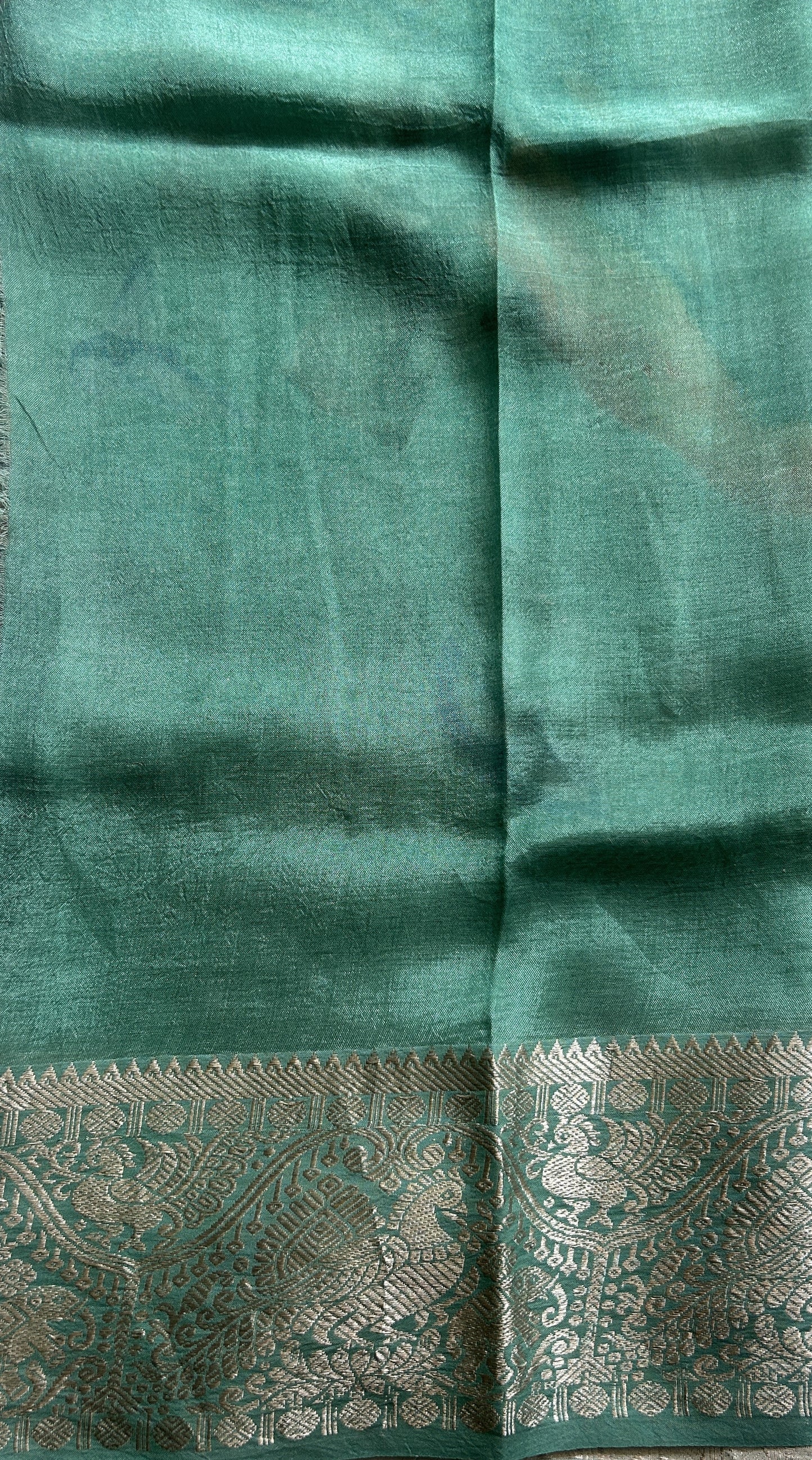Mangalagiri Pattu Digital Print Saree Off White colored complemented with a Zari Border - Sampradaya Designer Studio