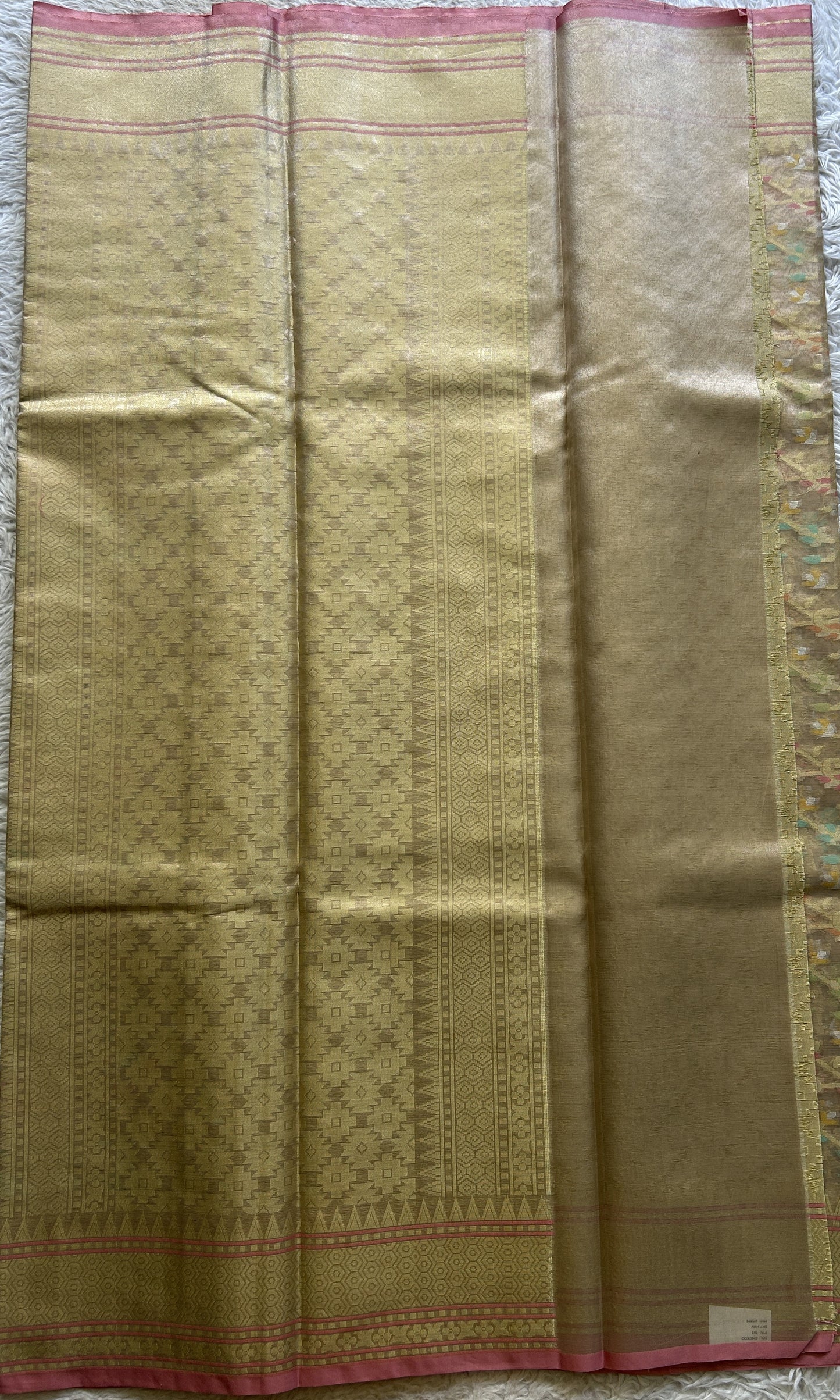 Tissue Organza Saree Very Light Pink Colored Elegantly Paired with a Zari Border. - Sampradaya Designer Studio