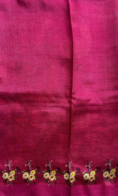 Mangalagiri Pattu Digital Print Saree Baby Pink colored complemented with a Zari Border - Sampradaya Designer Studio