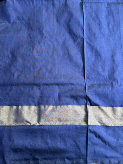 Ikkat Pattu Saree Violet colored complemented with a Zari border. - Sampradaya Designer Studio