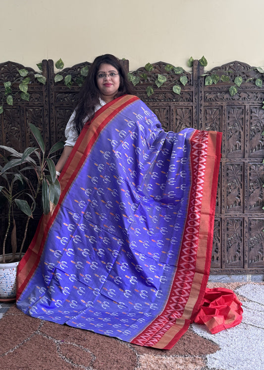 Ikkat Pattu Saree Lavender colored complemented with a Ikkat Zari border. - Sampradaya Designer Studio