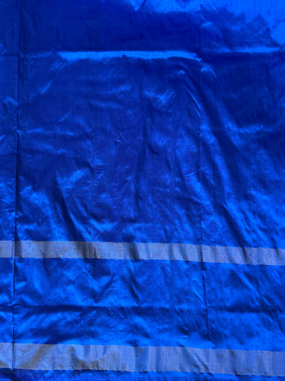 Ikkat Pattu Saree Green colored complemented with a Ikkat Zari border. - Sampradaya Designer Studio