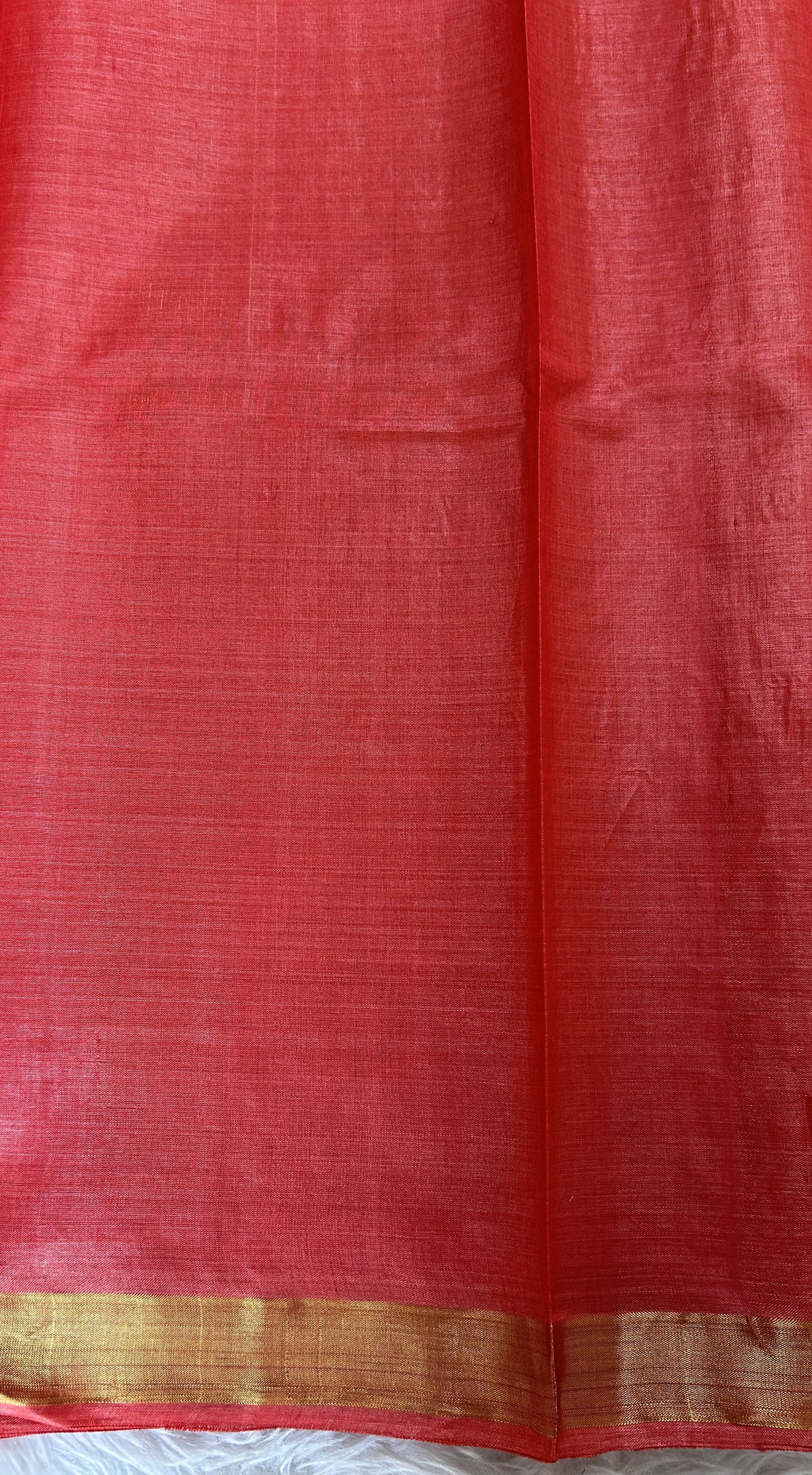 Tussar Silk Saree Peach colored Saree complemented with a Gold Zari border. - Sampradaya Designer Studio