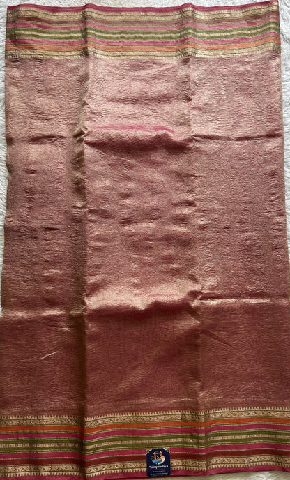 Banarasi Fancy Crushed Saree Pink Colored Complemented with a Zari Border. - Sampradaya Designer Studio