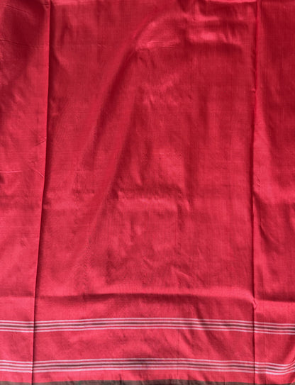 Ikkat Pattu Saree Cream colored complemented with a Patola border. - Sampradaya Designer Studio