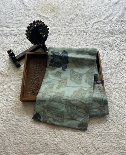 Semi Tussar Saree Light Sea Green Colored complemented with a Borderless. - Sampradaya Designer Studio