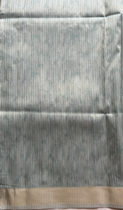 Semi Tussar Tissue Saree Light Green Colored complemented with a Zari Border. - Sampradaya Designer Studio