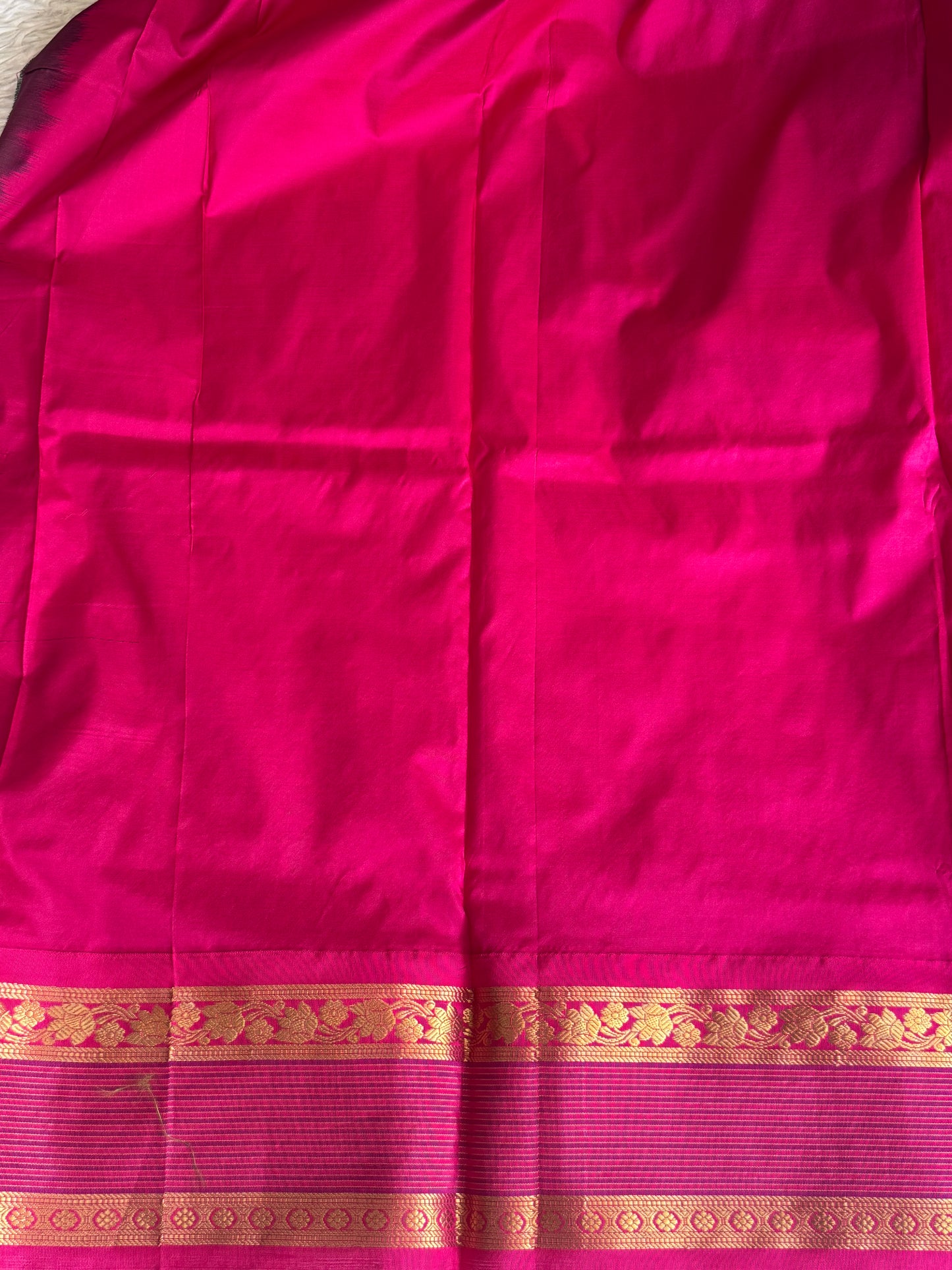 Narayanpet Silk Saree Olive Drab Green Colored Complemented with a Gold Zari Border. - Sampradaya Designer Studio