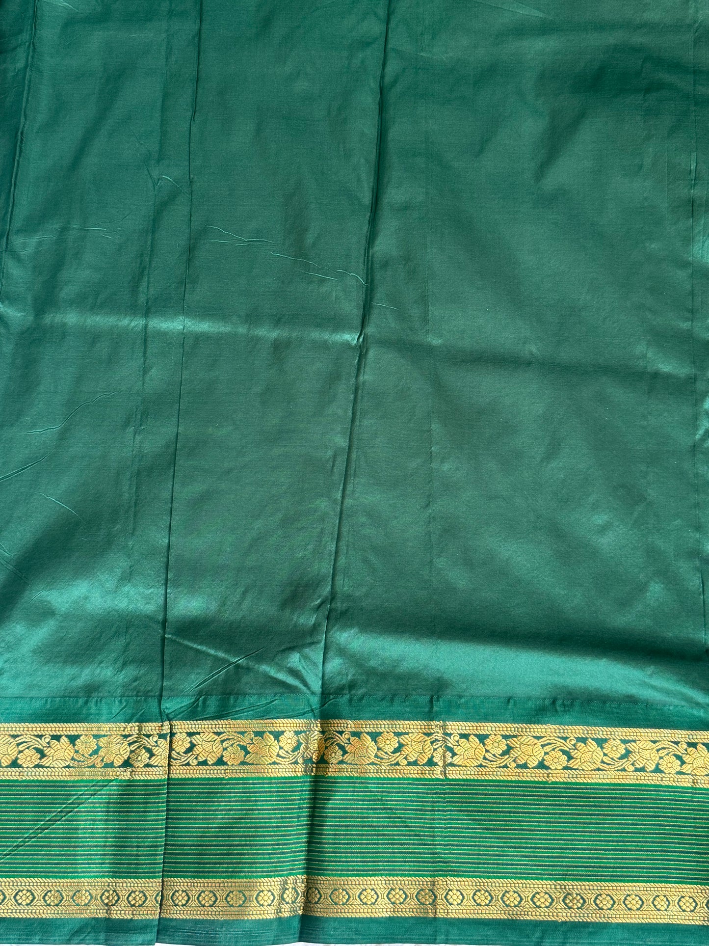 Narayanpet Silk Saree Apricot Yellow Colored Complemented with a Gold Zari Border - Sampradaya Designer Studio