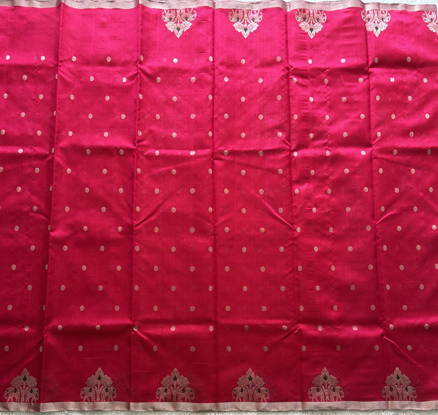 Pink Chanderi Silk Saree With Silver Zari Border — Pure Handloom | Silk Mark Certified