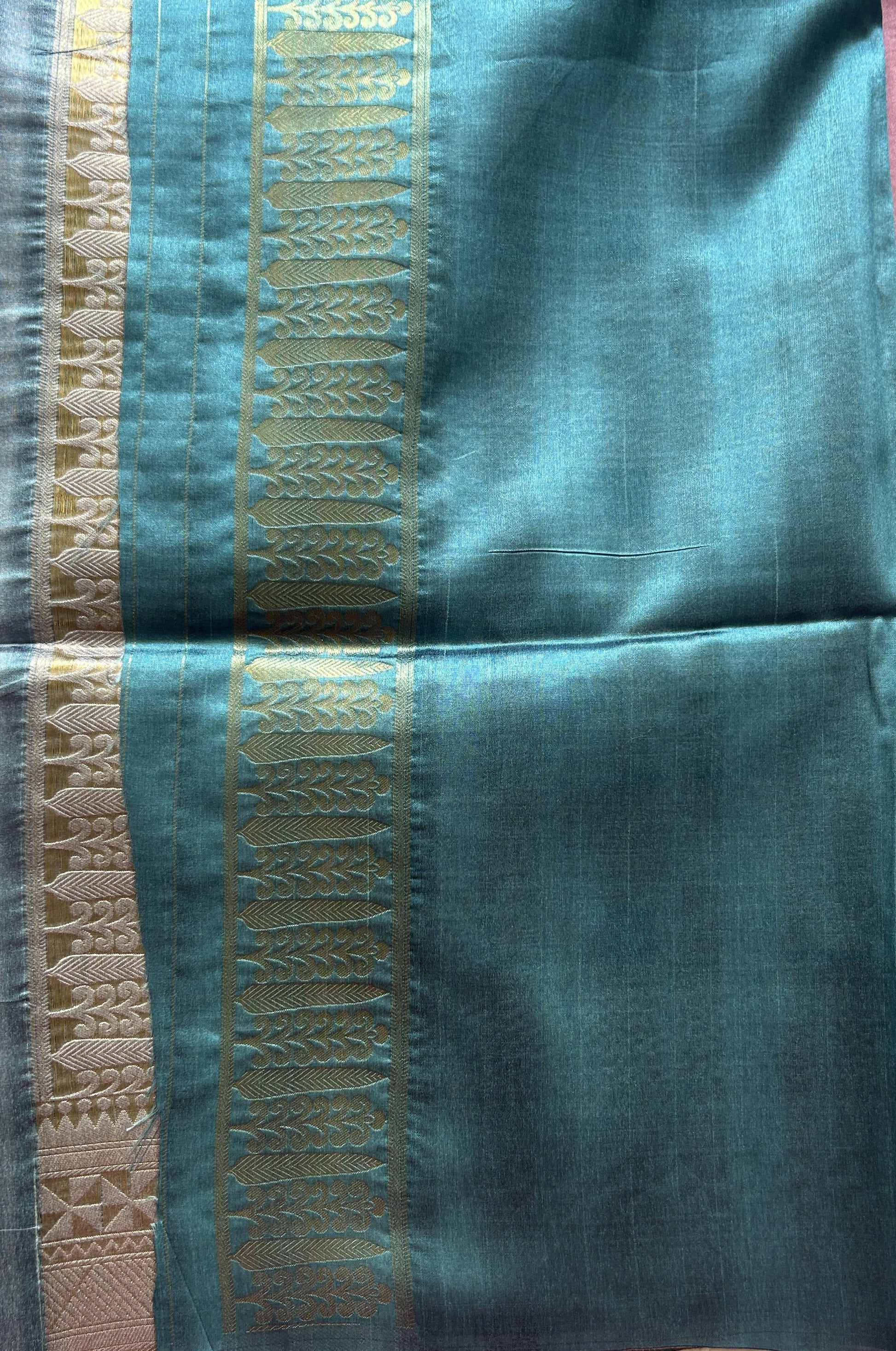 Semi Tussar Saree Baby Pink Colored complemented with a Zari Border. - Sampradaya Designer Studio