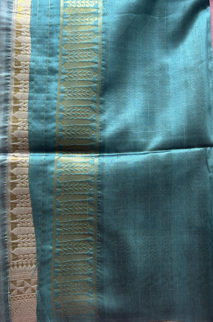 Semi Tussar Saree Baby Pink Colored complemented with a Zari Border. - Sampradaya Designer Studio