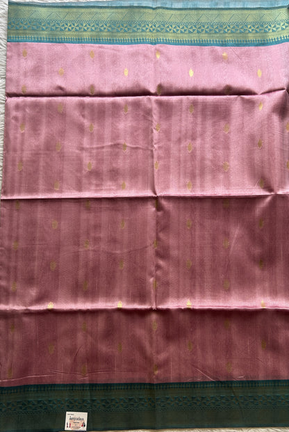 Semi Tussar Saree Baby Pink Colored complemented with a Zari Border. - Sampradaya Designer Studio