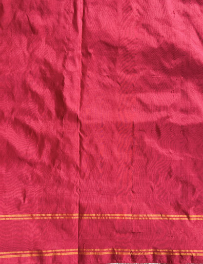 Ikkat Pattu Saree Black colored complemented with a Red Patola border. - Sampradaya Designer Studio