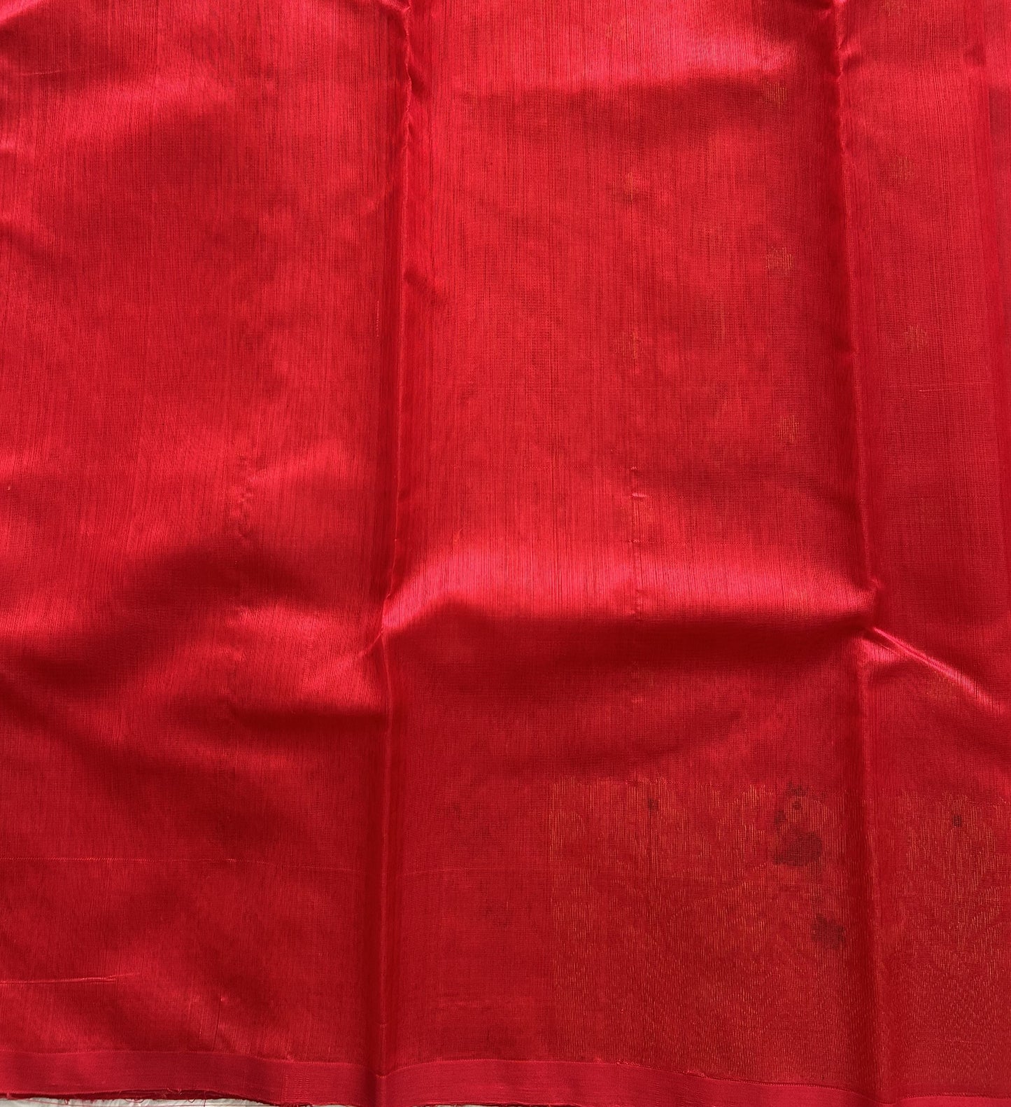 Red Chanderi Silk Saree With Gold Zari Border — Pure Handloom | Silk Mark Certified