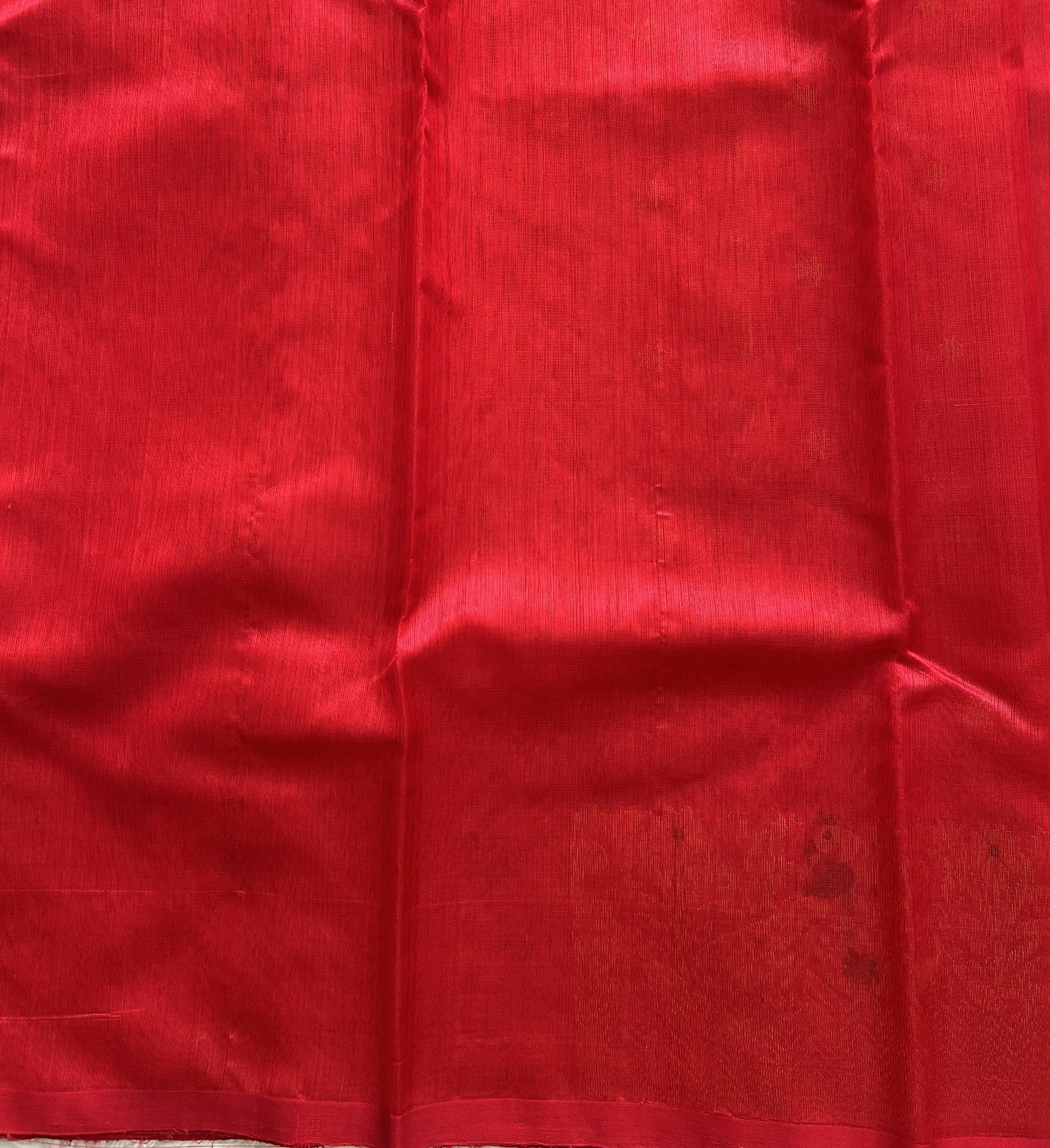 Red Chanderi Silk Saree With Gold Zari Border — Pure Handloom | Silk Mark Certified - Sampradaya Designer Studio