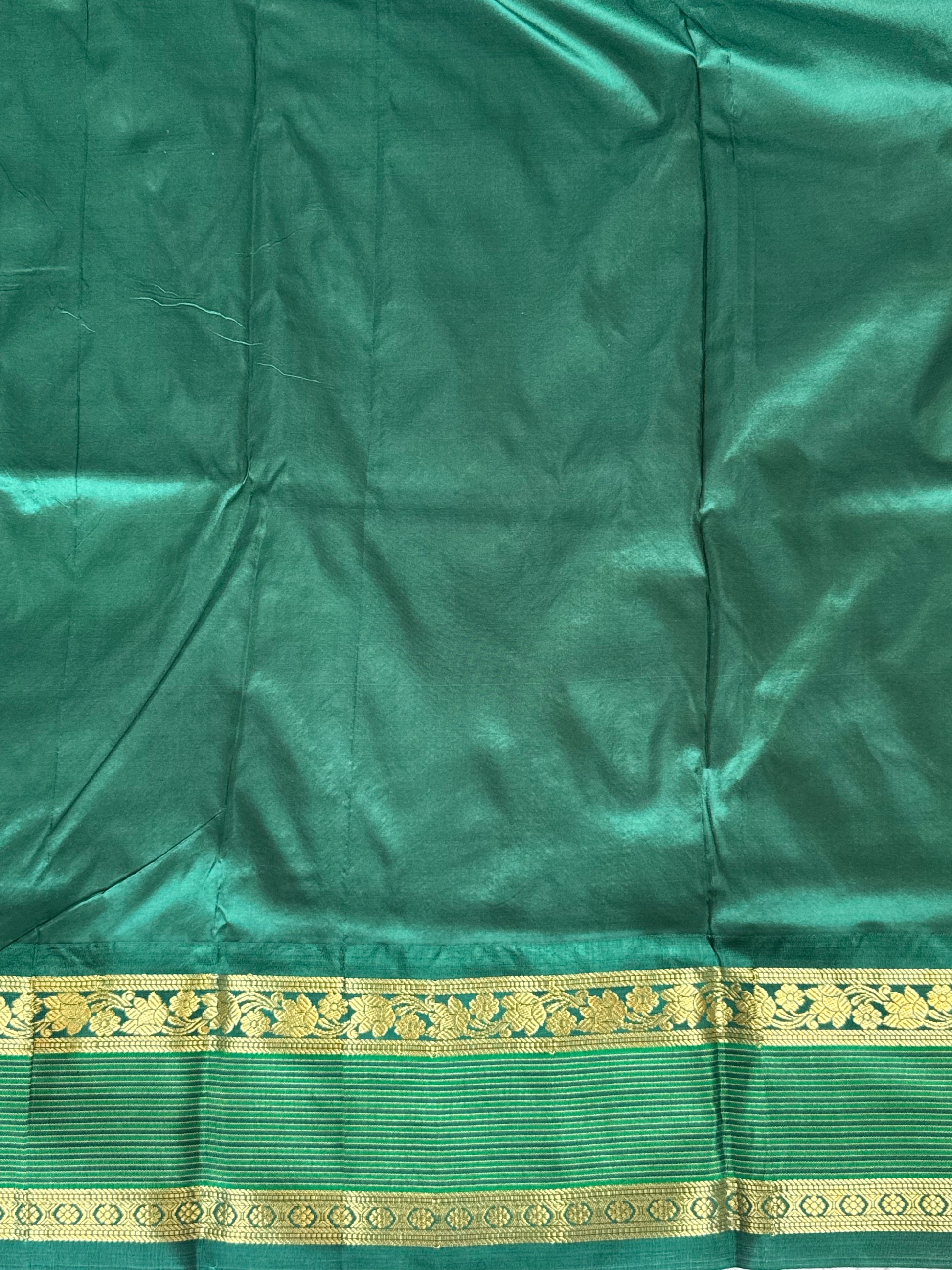 Narayanpet Silk Saree Marron Colored Complemented with a Gold Zari Border. - Sampradaya Designer Studio