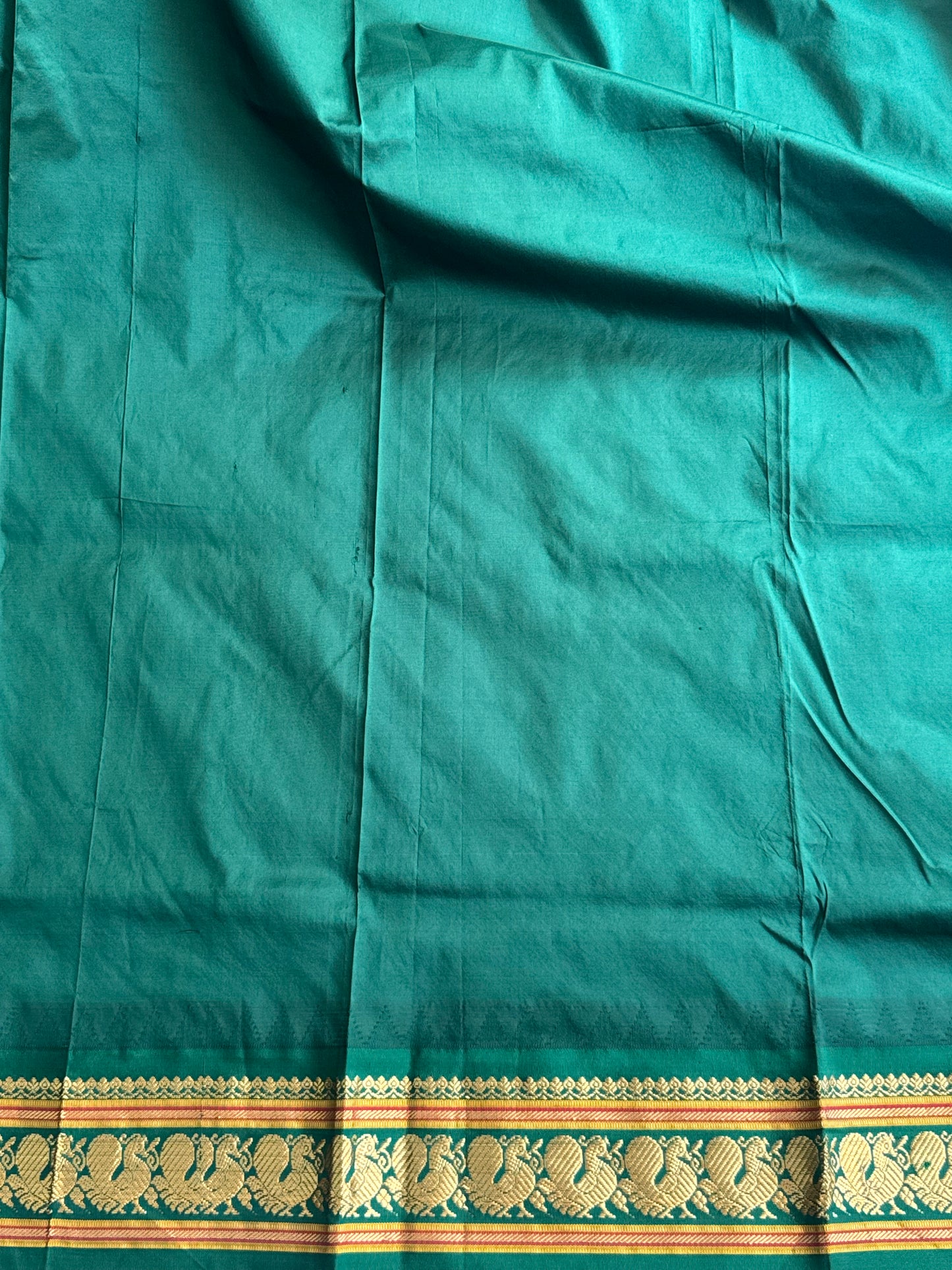 Narayanpet Silk Saree Dark Marron Colored Complemented with a Gold Zari Border. - Sampradaya Designer Studio