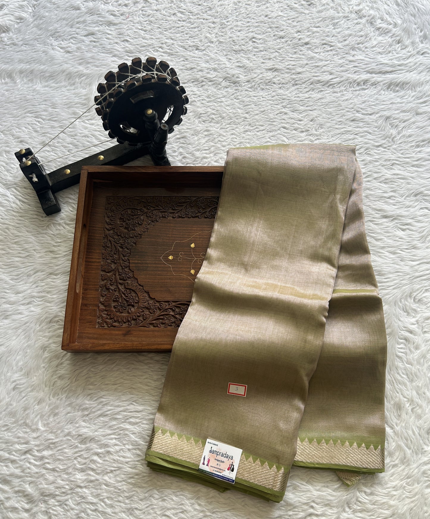 Mangalagiri Plain Pattu Saree Pista Green colored complemented with a Zari Border - Sampradaya Designer Studio