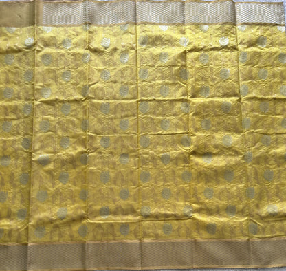Yellow Chanderi Silk Saree With Silver Zari Border — Pure Handloom | Silk Mark Certified - Sampradaya Designer Studio