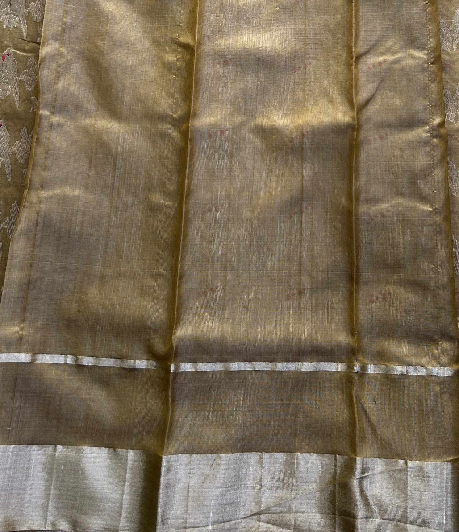 Mehndi Green Chanderi Silk Saree With Tissue And Silver Zari Border — Pure Handloom | Silk Mark Certified - Sampradaya Designer Studio