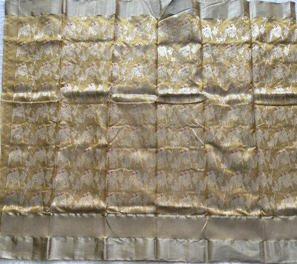 Mehndi Green Chanderi Silk Saree With Tissue And Silver Zari Border — Pure Handloom | Silk Mark Certified - Sampradaya Designer Studio