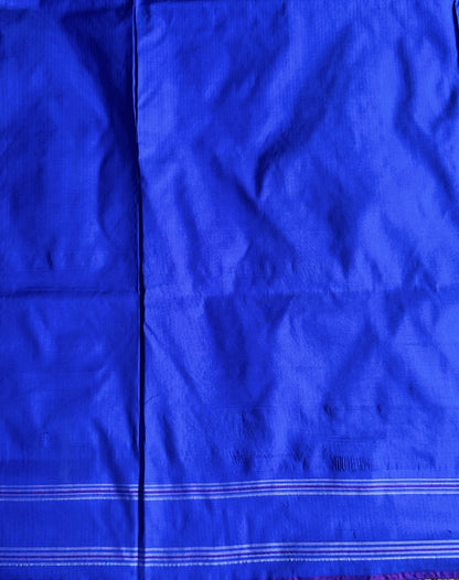 Ikkat Pattu Saree Sky Blue colored complemented with a Patola border. - Sampradaya Designer Studio