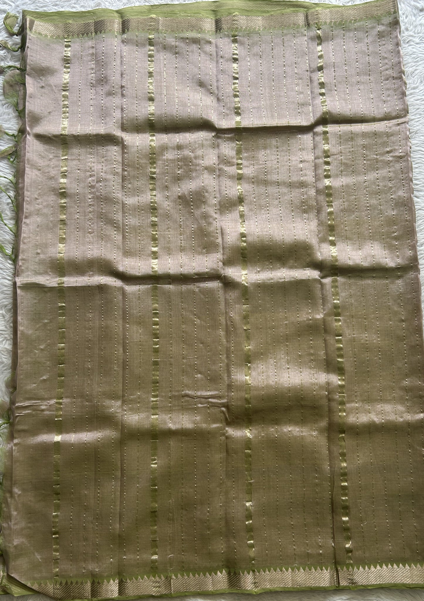 Mangalagiri Plain Pattu Saree Pista Green colored complemented with a Zari Border - Sampradaya Designer Studio