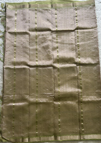 Mangalagiri Plain Pattu Saree Pista Green colored complemented with a Zari Border - Sampradaya Designer Studio