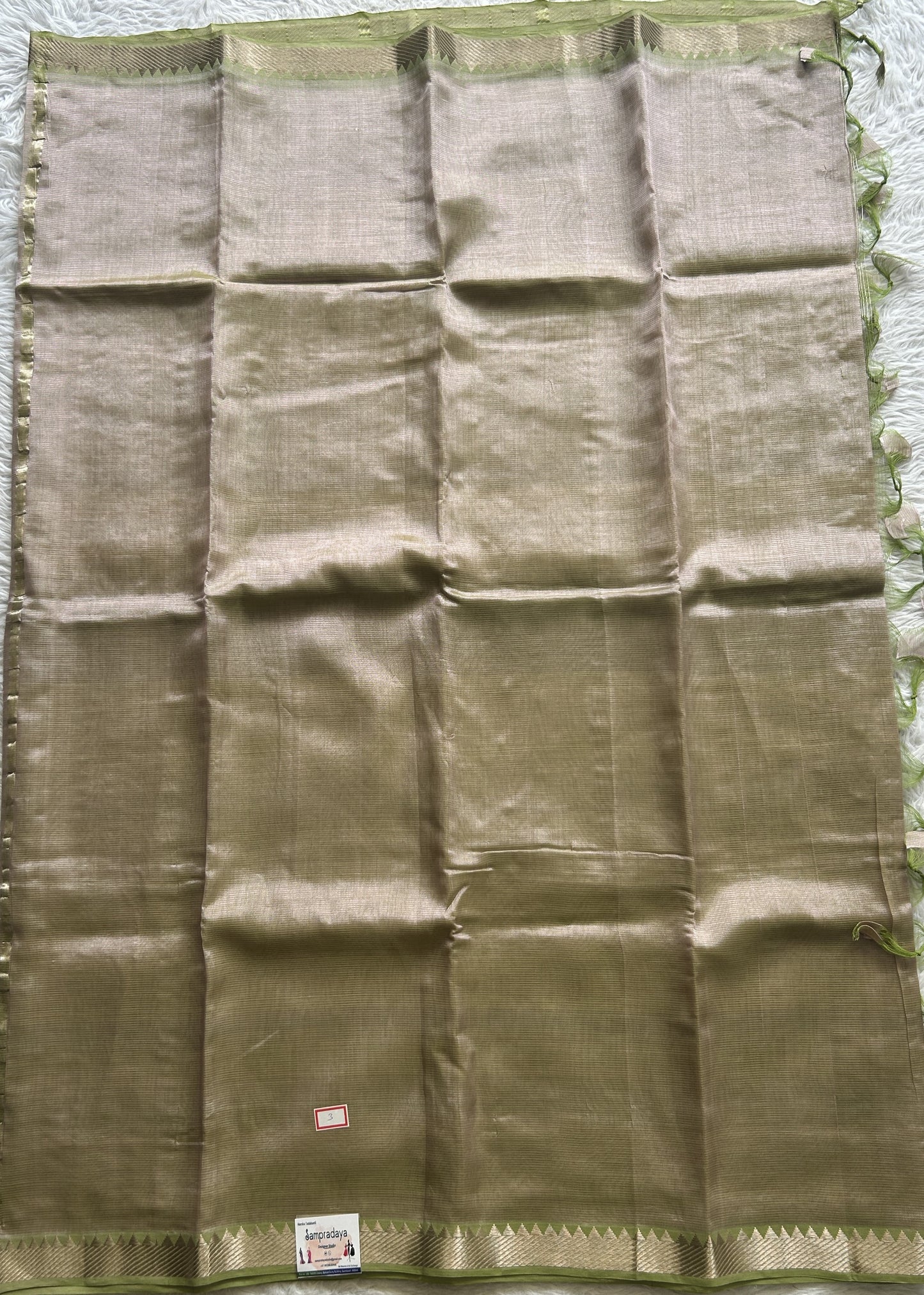Mangalagiri Plain Pattu Saree Pista Green colored complemented with a Zari Border - Sampradaya Designer Studio