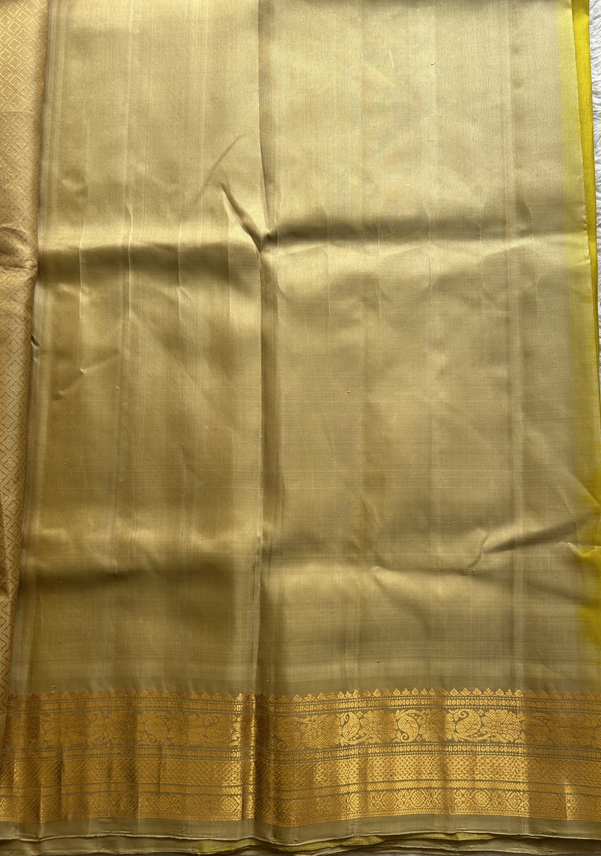 Gadwal Silk Saree Lemon Yellow Colored Complemented With a Zari Border - Sampradaya Designer Studio
