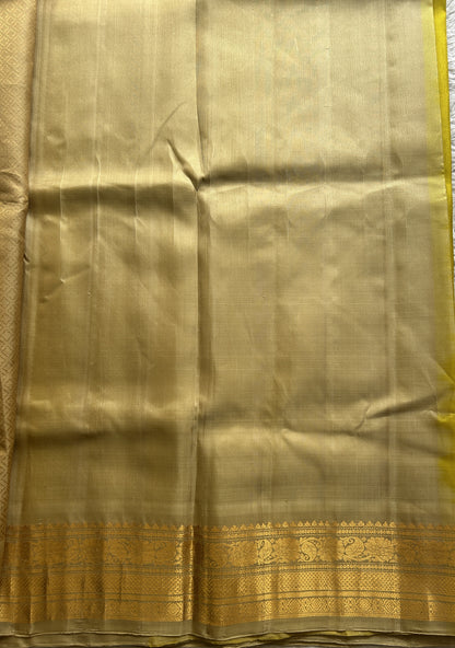 Gadwal Silk Saree Lemon Yellow Colored Complemented With a Zari Border - Sampradaya Designer Studio