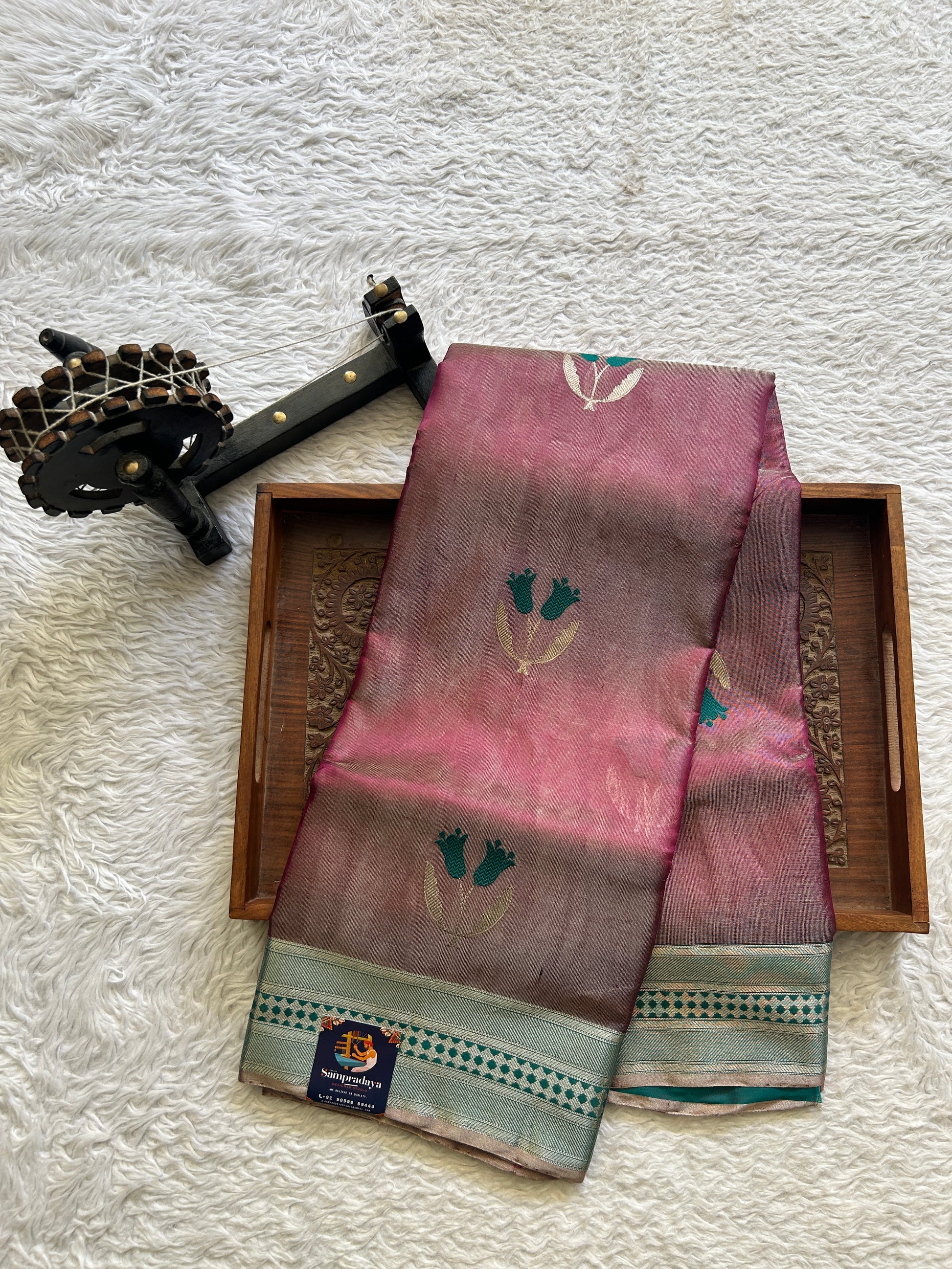 Chanderi Silk Saree Purple color Elegantly Paired with a Zari border - Sampradaya Designer Studio