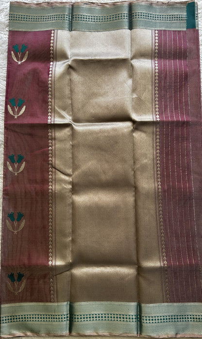 Chanderi Silk Saree Purple color Elegantly Paired with a Zari border - Sampradaya Designer Studio