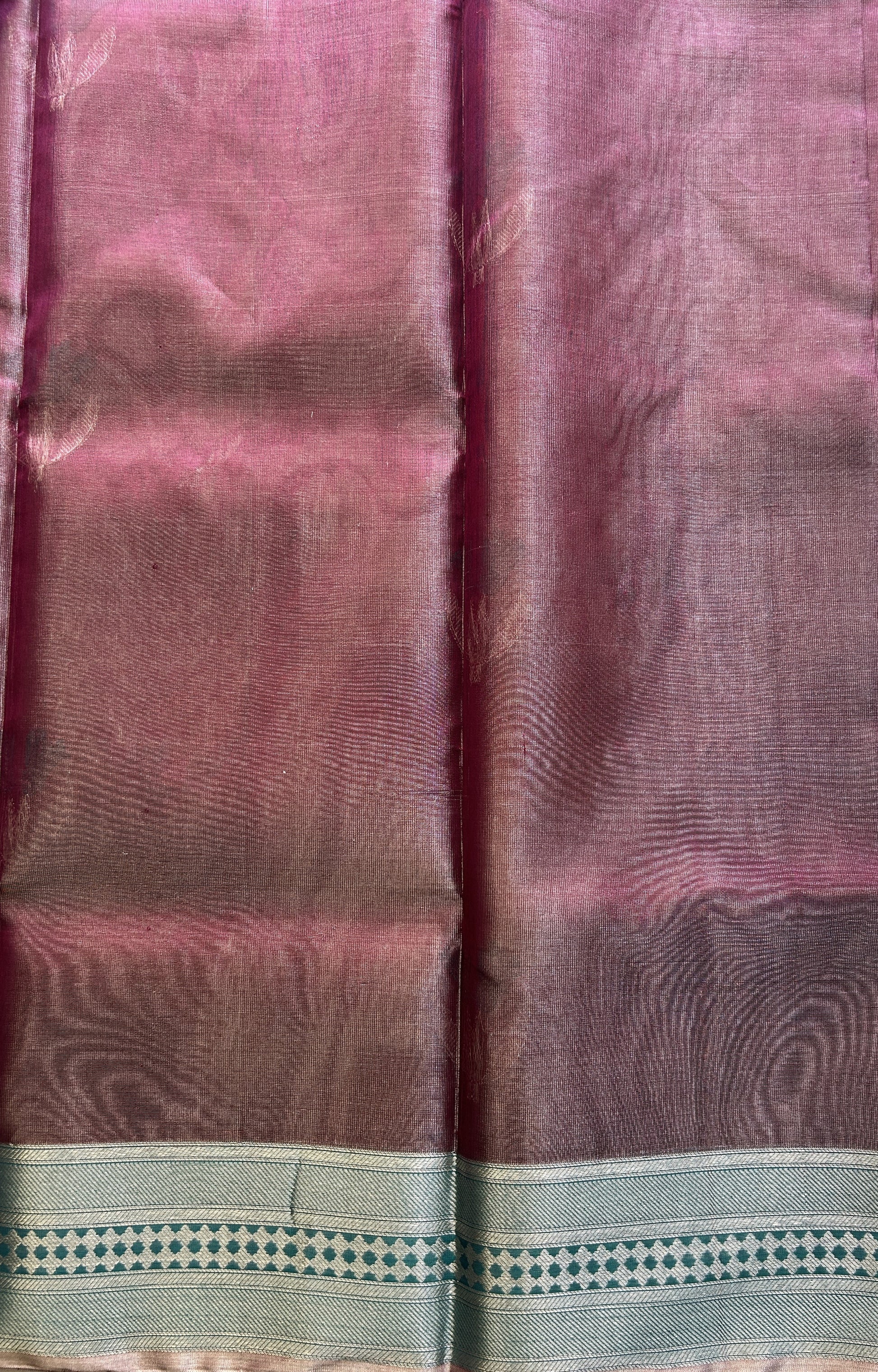Chanderi Silk Saree Purple color Elegantly Paired with a Zari border - Sampradaya Designer Studio