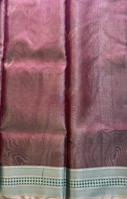 Chanderi Silk Saree Purple color Elegantly Paired with a Zari border - Sampradaya Designer Studio
