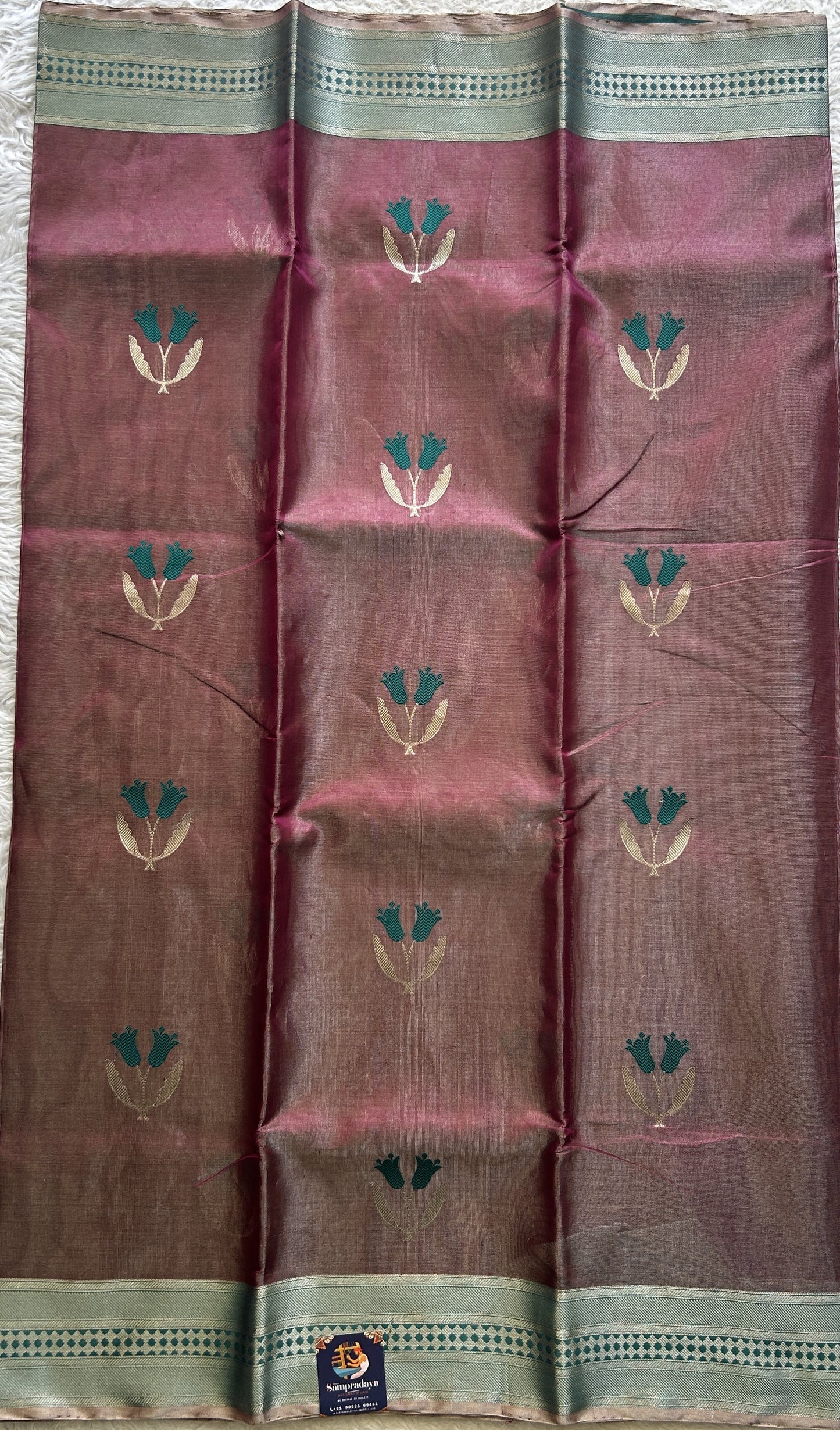 Chanderi Silk Saree Purple color Elegantly Paired with a Zari border - Sampradaya Designer Studio