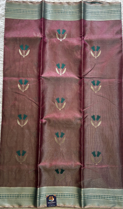 Chanderi Silk Saree Purple color Elegantly Paired with a Zari border - Sampradaya Designer Studio