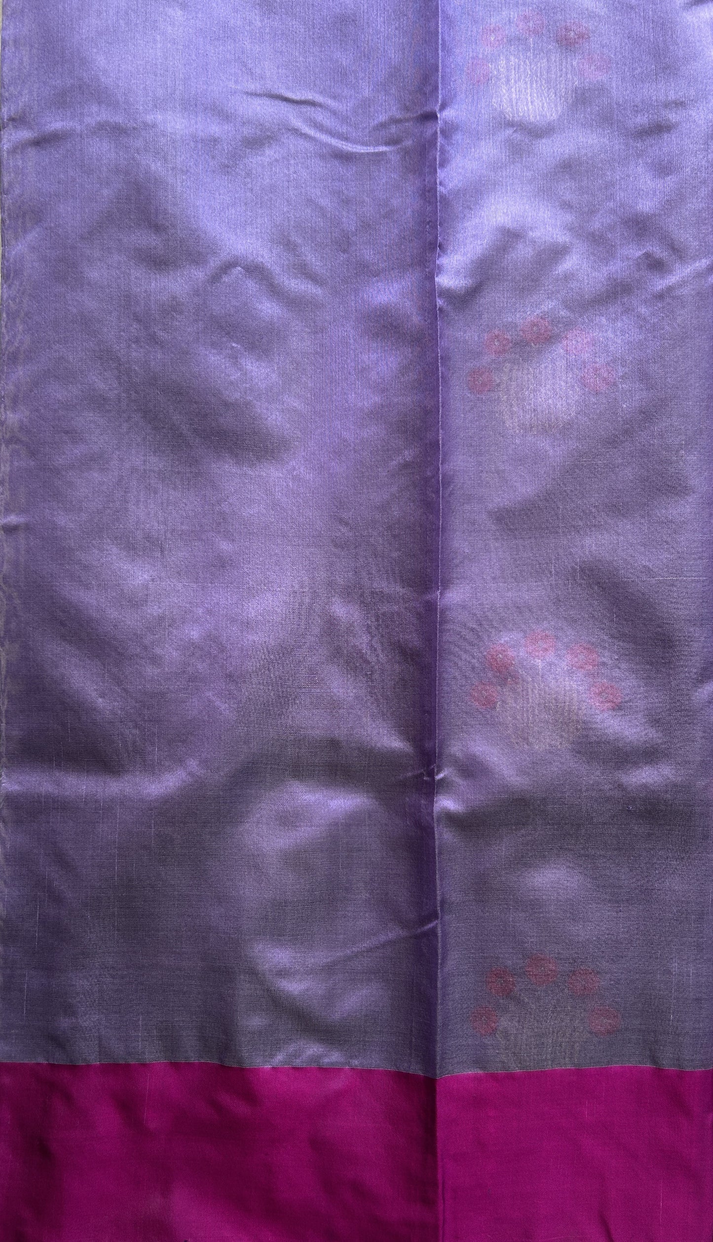 Chanderi Silk Saree Lavender color Elegantly Paired with a Pink color Plain border - Sampradaya Designer Studio