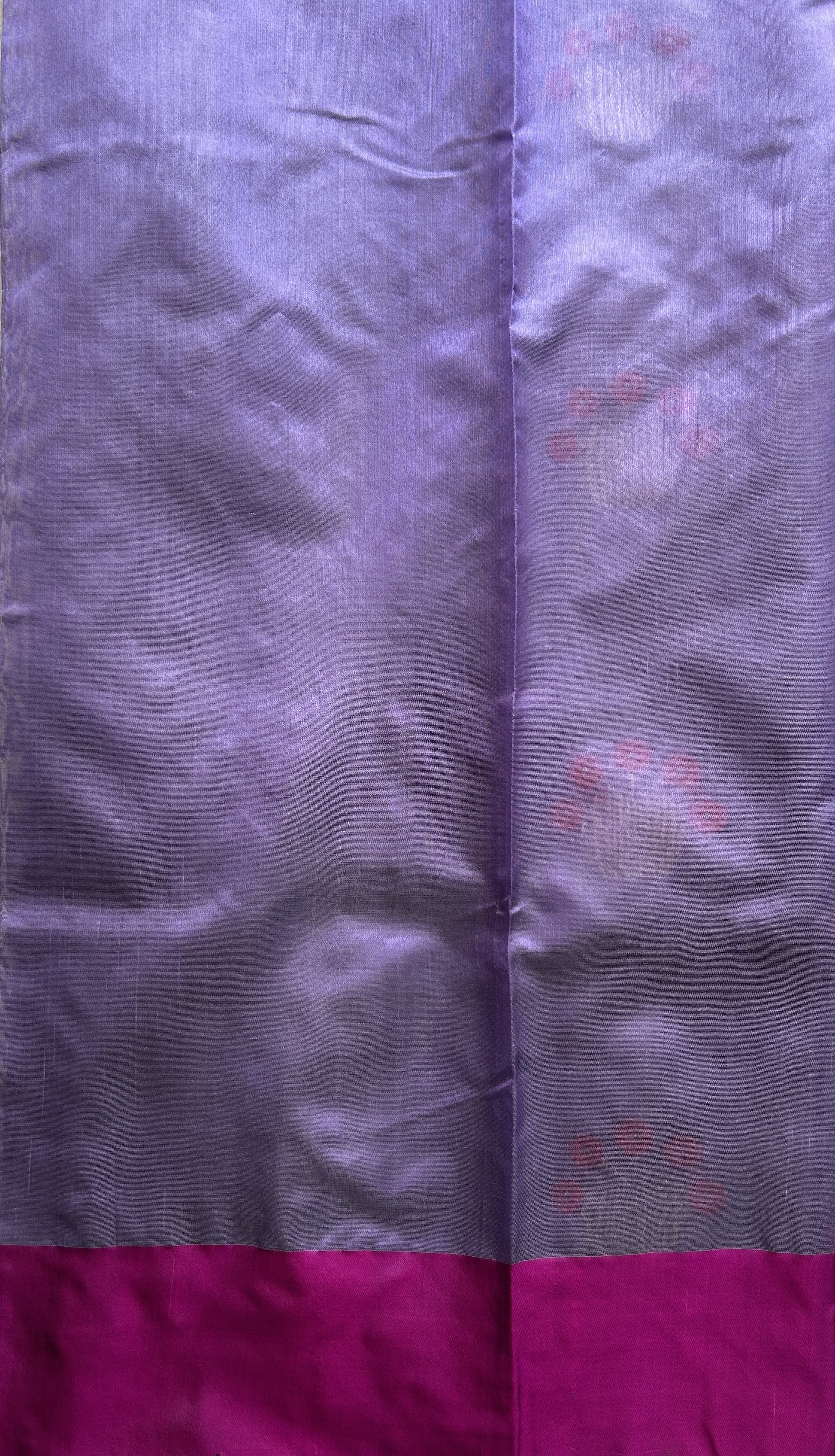 Chanderi Silk Saree Lavender color Elegantly Paired with a Pink color Plain border - Sampradaya Designer Studio