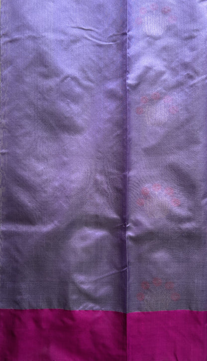 Chanderi Silk Saree Lavender color Elegantly Paired with a Pink color Plain border - Sampradaya Designer Studio