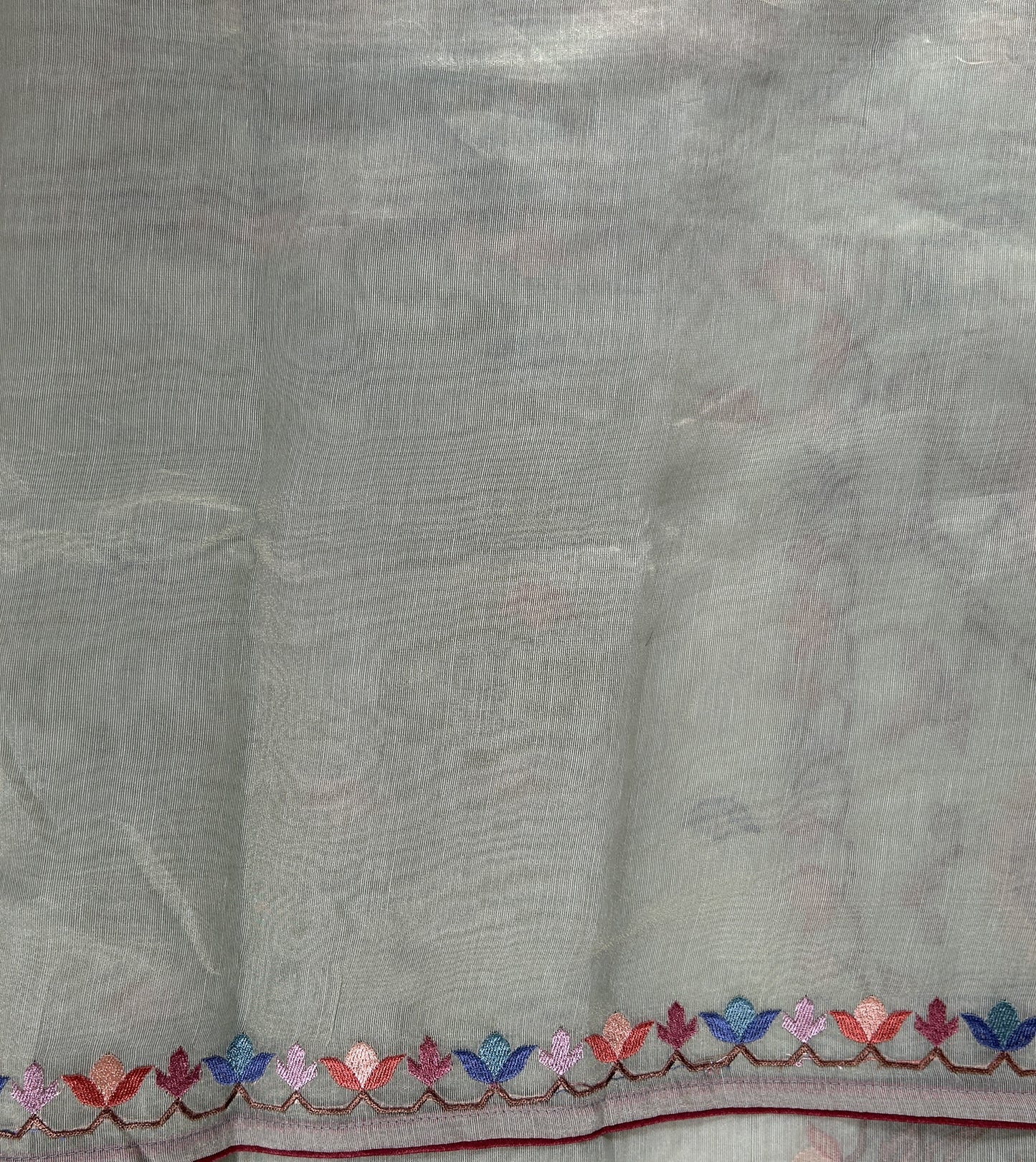 Semi Tussar Designer Saree Pastel Green colored Saree complemented with a Machine Embroidery border. - Sampradaya Designer Studio