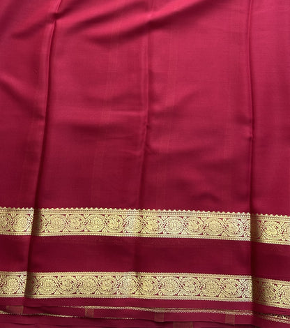 Navy Blue Mysore Crepe Silk Saree with Silver Zari Border | Pure Handloom | Silk Mark Certified - Sampradaya Designer Studio