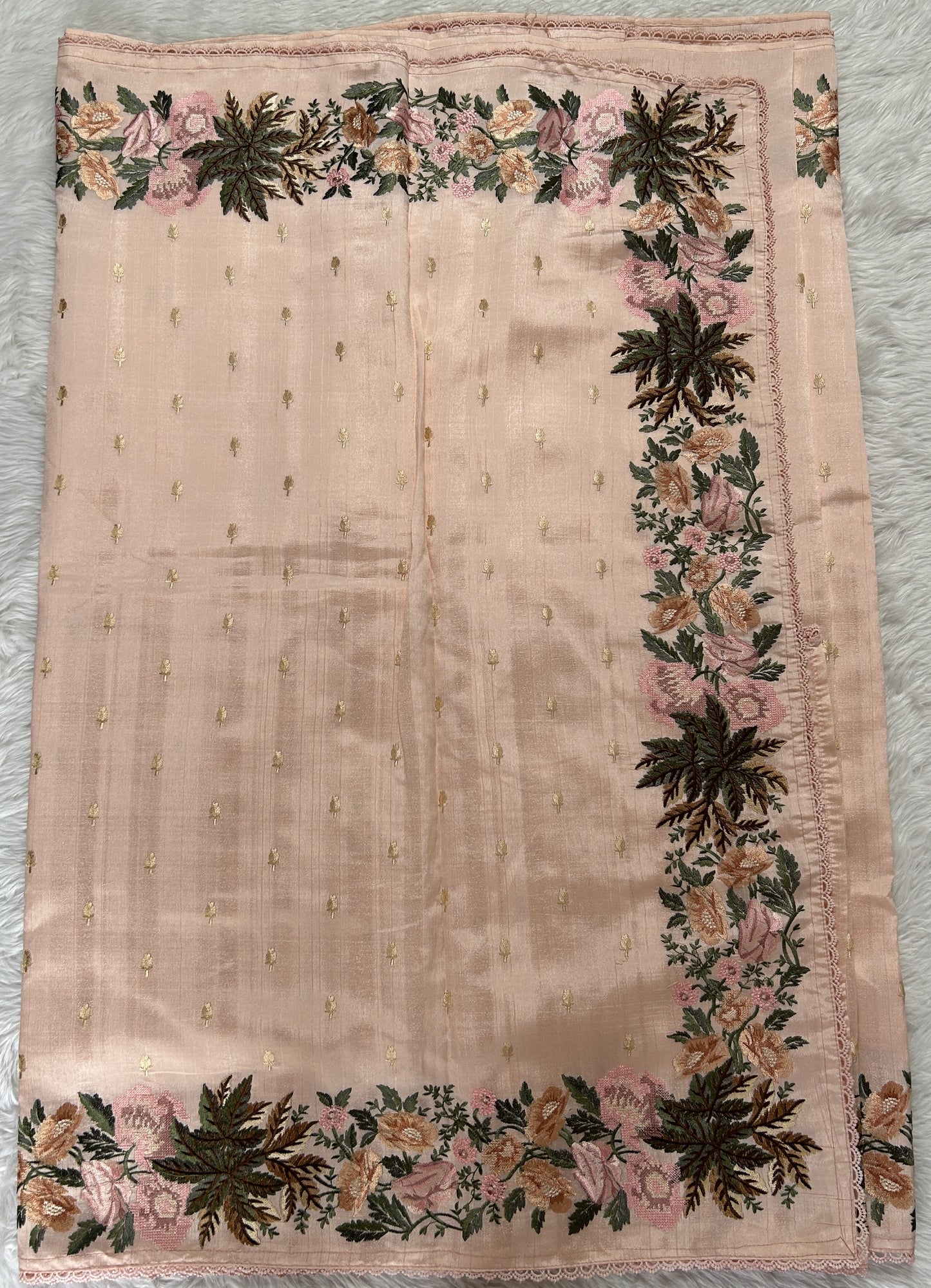 Semi Tussar Designer Saree Pale Pink colored Saree complemented with a Machine Embroidery border. - Sampradaya Designer Studio