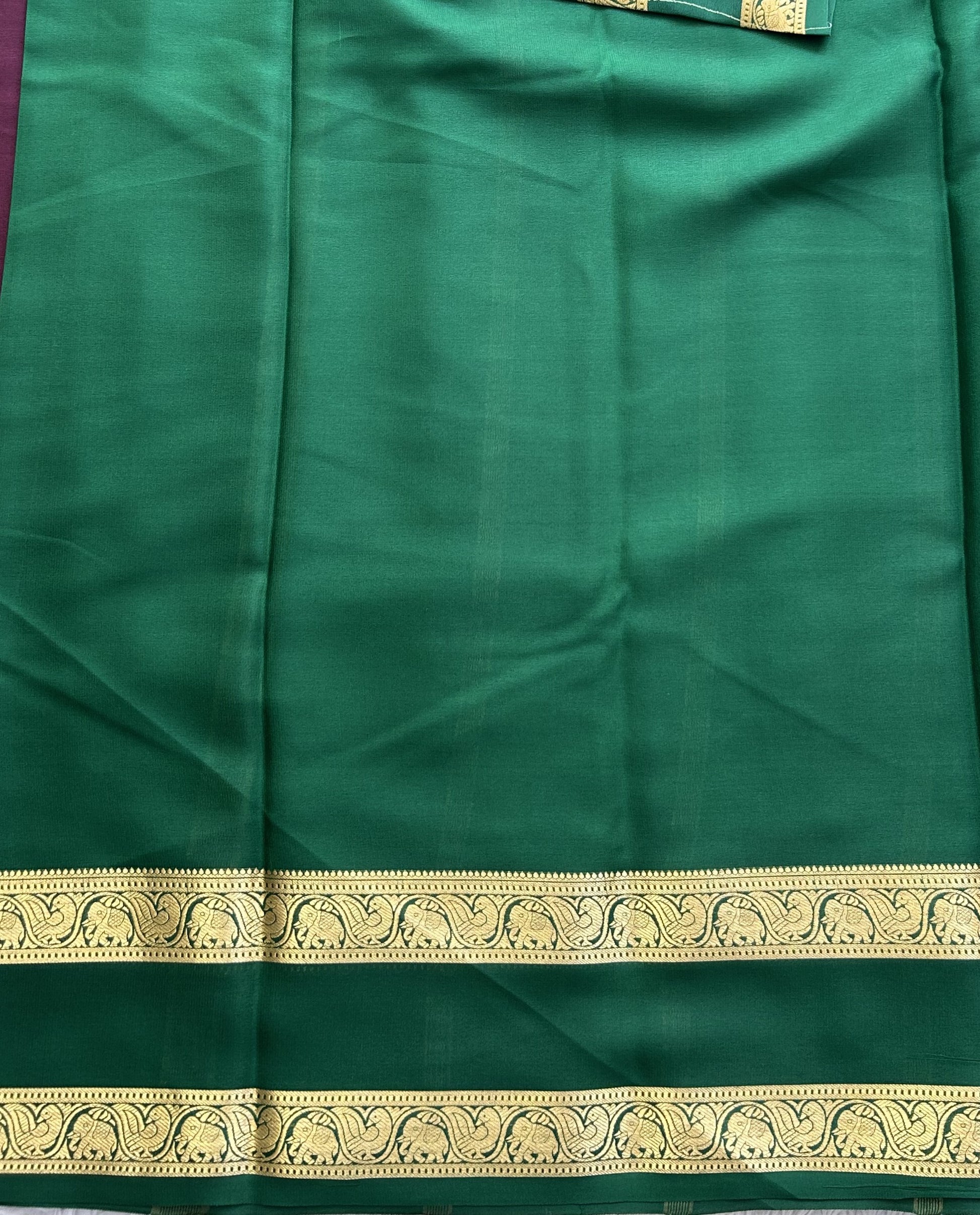 Brown Mysore Crepe Silk Saree with Silver Zari Border | Pure Handloom | Silk Mark Certified - Sampradaya Designer Studio