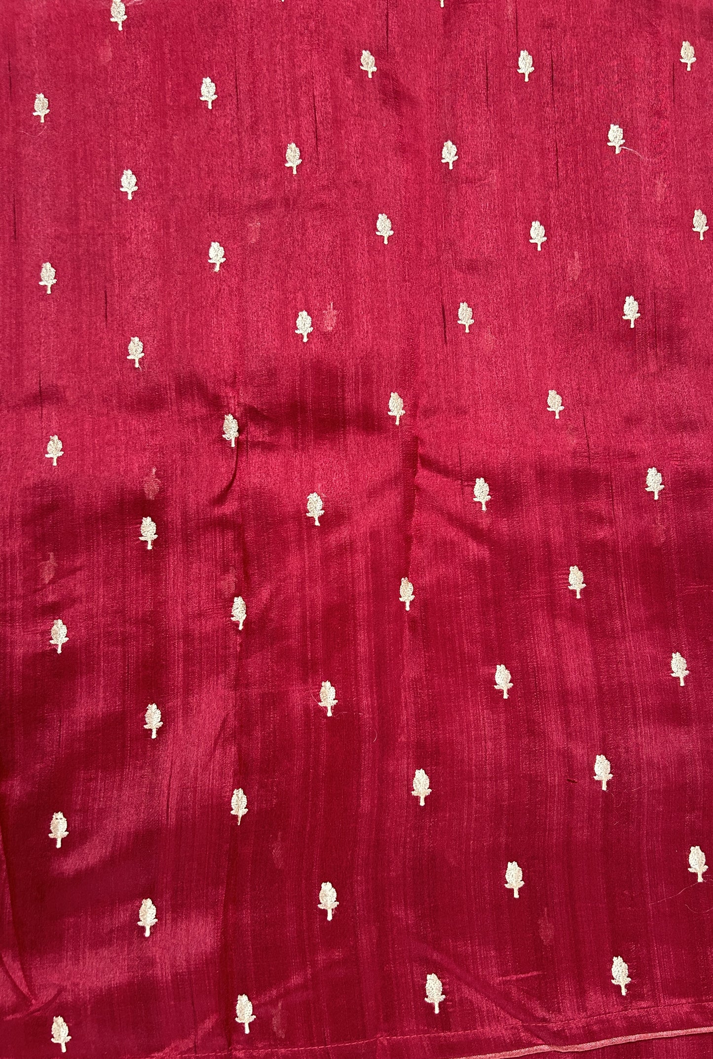 Semi Tussar Designer Saree Wine colored Saree complemented with a Machine Embroidery border. - Sampradaya Designer Studio