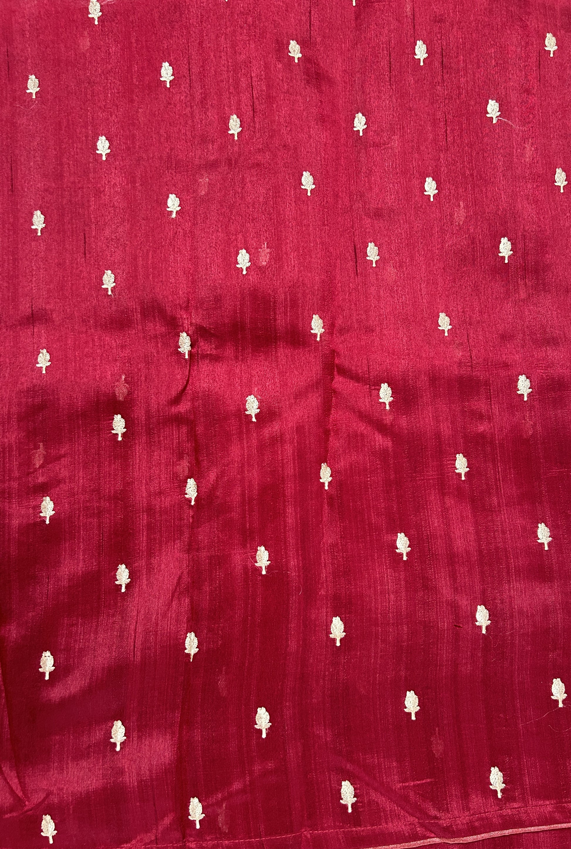 Semi Tussar Designer Saree Wine colored Saree complemented with a Machine Embroidery border. - Sampradaya Designer Studio