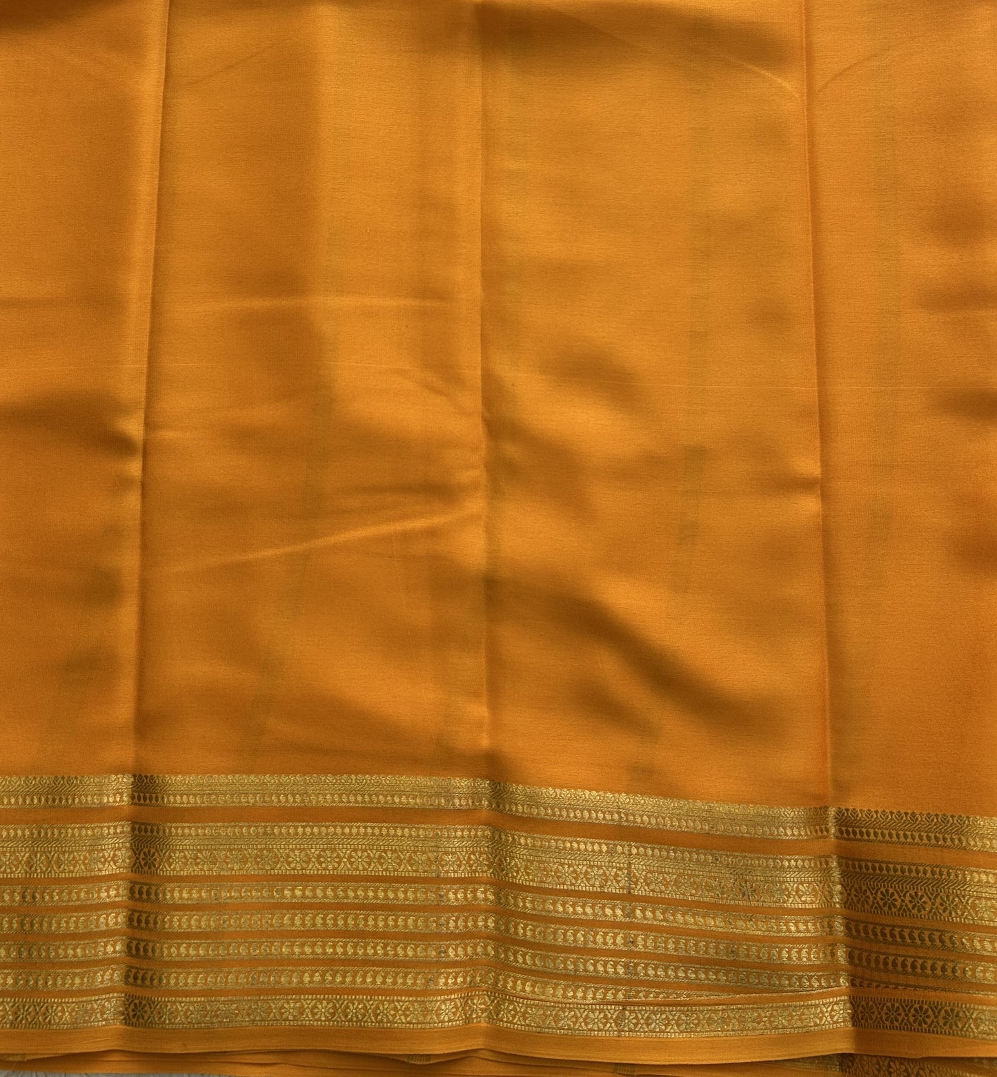 Gray Mysore Crepe Silk Saree with Silver Zari Border | Pure Handloom | Silk Mark Certified