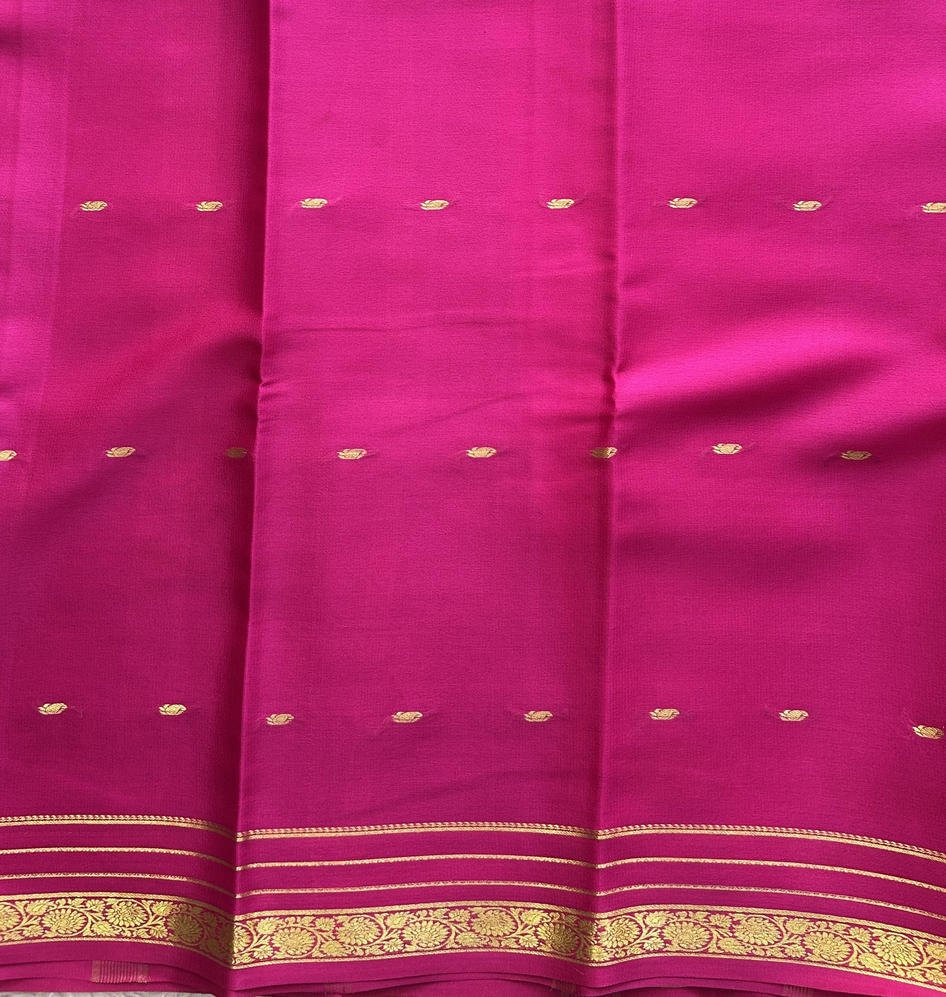 Elephant Gray Mysore Crepe Silk Saree with Silver Zari Border | Pure Handloom | Silk Mark Certified - Sampradaya Designer Studio
