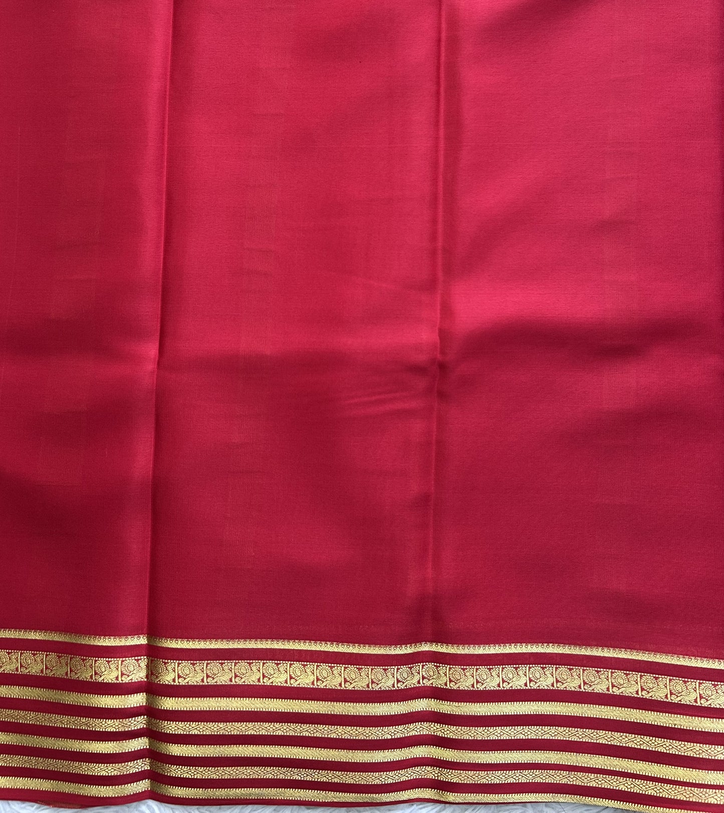 Mustard Yellow Mysore Crepe Silk Saree with Silver Zari Border | Pure Handloom | Silk Mark Certified